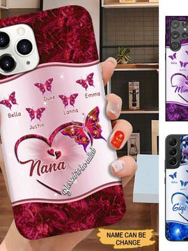 Butterflies Blessed to be called Nana Mimi Gigi Grandma Personalized Phone case SC7192