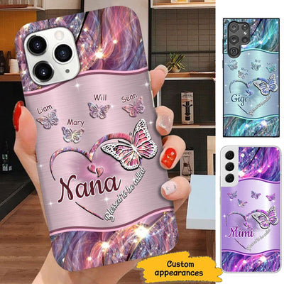 Butterflies Blessed to be called Nana Mimi Gigi Grandma Personalized Phone case SC1663 Phone case ShinyCustom Phone Case