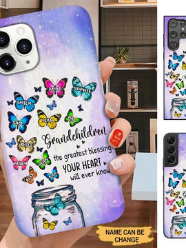 Butterflies Grandchildren The Greatest Blessing Your Heart Will Ever Know Personalized Phone case