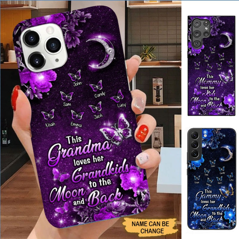 Butterflies Grandma love her Grandkids Moon and Back Personalized Phone case Phone case FUEL 