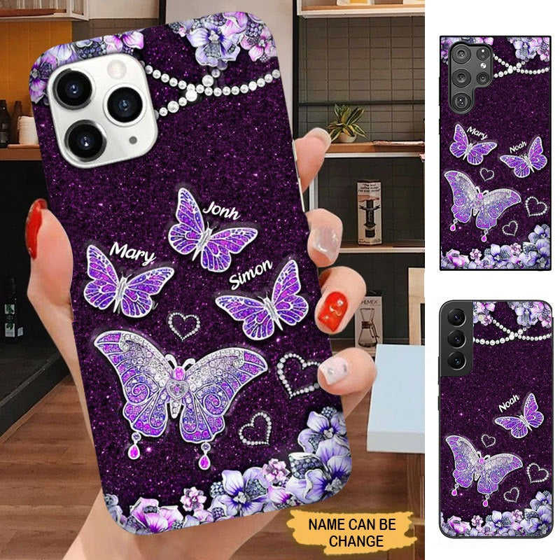 Butterflies Grandma with Grandkids Personalized Phone case Phone case FUEL 