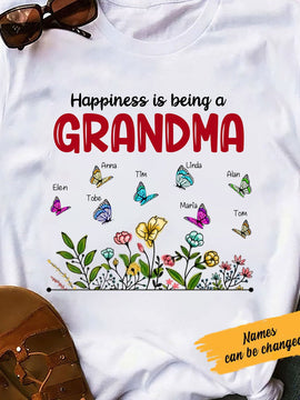 Butterflies Happiness is being Grandma Personalized Shirt