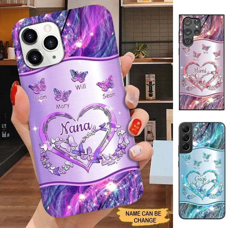 Butterflies Heart Grandma Nana Mimi Gigi Personalized Phone case SC7072 Phone case ShinyCustom Phone Case 