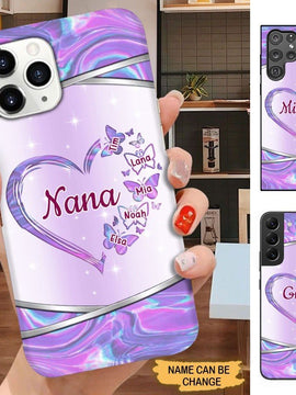 Butterflies Hearts Grandma with Grandkids Personalized Phone case SC2162