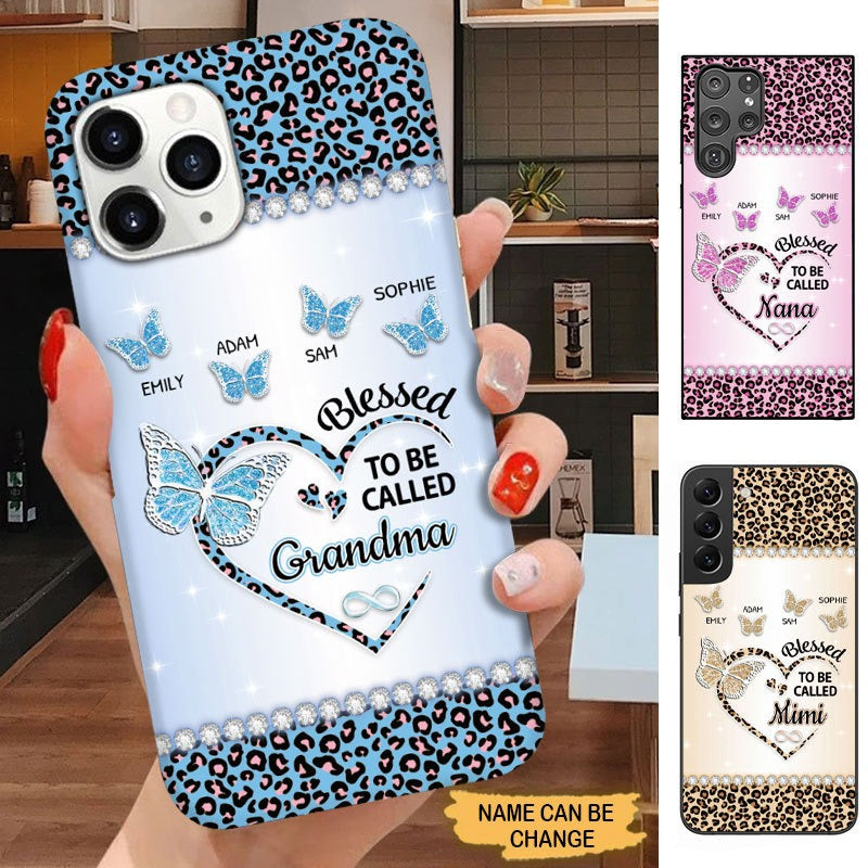 Butterflies Leopard Pattern Blessed to be called Grandma Nana Mimi Personalized Phone case Phone case FUEL 