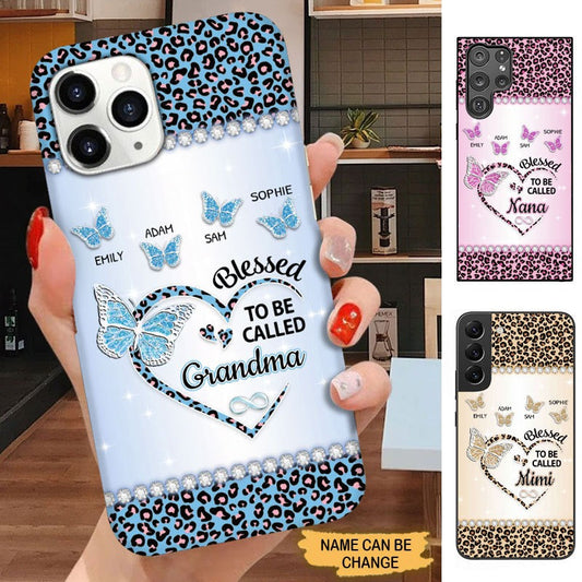Butterflies Leopard Pattern Blessed to be called Grandma Nana Mimi Personalized Phone case Phone case FUEL 