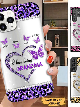 Butterflies Leopard Pattern I Love Being Grandma Mommy Auntie Phone case