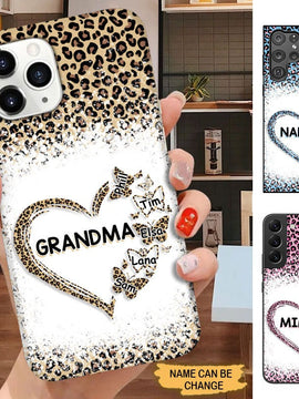 Butterflies Leopard heart Grandma Personalized Phone case