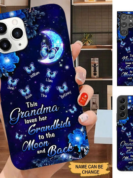 Butterflies This Grandma Loves her Grandkids to the moon and back Personalized Phone case