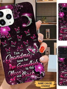 Butterflies This Grandma love her Grankids to the moon and back Personalized phone case