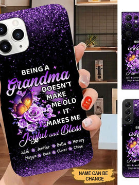 Butterfly Being Grandma make me Joyful and Blessed Personalized Phone case