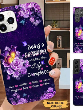 Butterfly Being Grandma makes my life complete Personalized Phone case