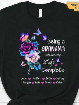 Butterfly Being a Grandma make my life complete Personalized Shirt