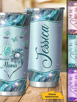 Butterfly Blessed Nana Grandma Mimi Mom Personalized Tumbler SC91236