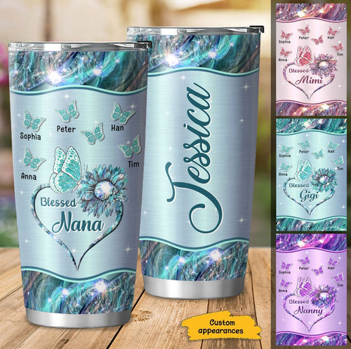Butterfly Blessed Nana Grandma Mimi Mom Personalized Tumbler SC91236
