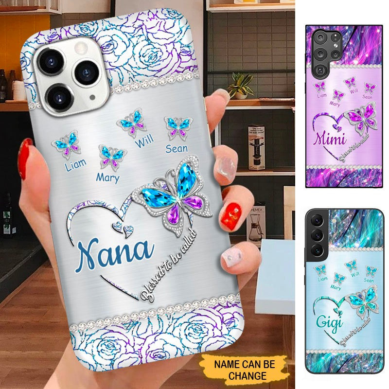 Butterfly Blessed To Be Called Nana Mimi Gigi Grandma Personalized Phone case SC0192 Phone case ShinyCustom Phone Case 