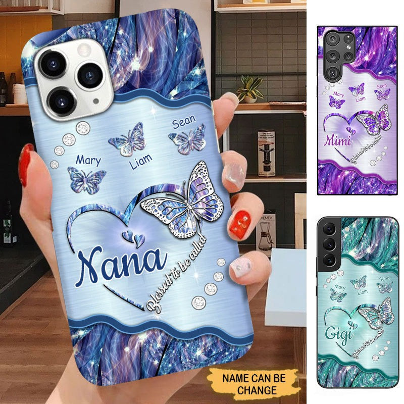 Butterfly Blessed To Be called Nana Mimi Gigi Grandma Personalized Phone case SC3085 Phone case ShinyCustom Phone Case 