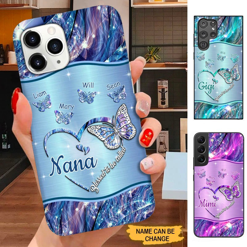Butterfly Blessed To Be called Nana Mimi Gigi Grandma Personalized Phone case SC3087 Phone case ShinyCustom Phone Case 
