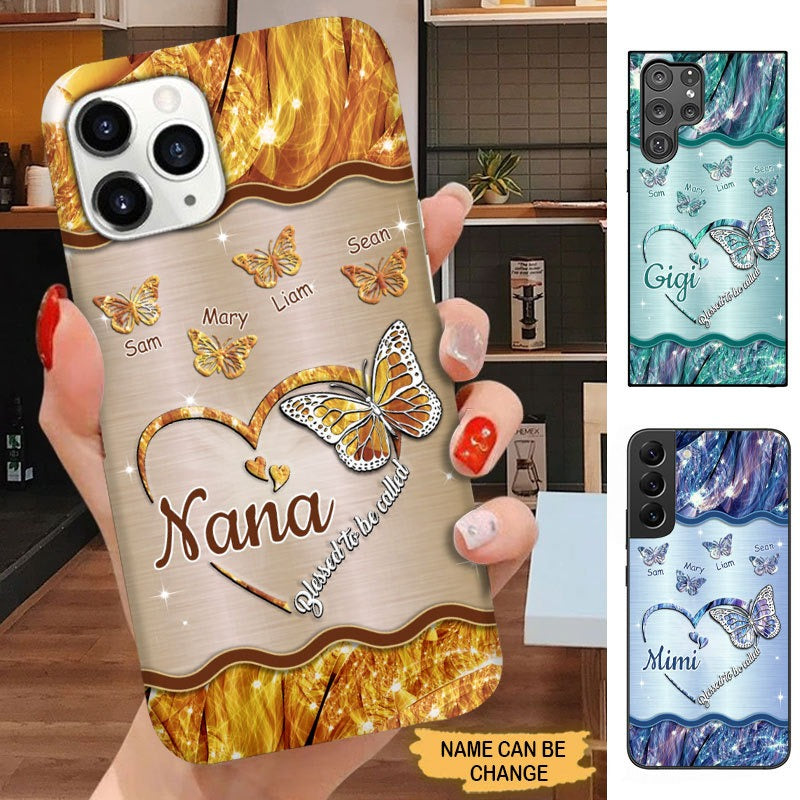 Butterfly Blessed To Be called Nana Mimi Gigi Grandma Personalized Phone case SC3089 Phone case ShinyCustom Phone Case 
