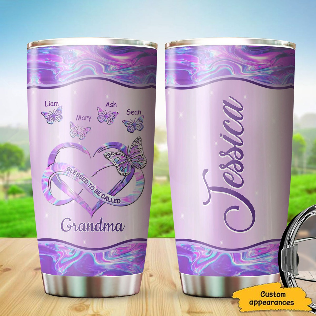 Butterfly Blessed To be called Grandma Nana Mimi Mommy Personalized Tumbler SC303237