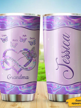 Butterfly Blessed To be called Grandma Nana Mimi Mommy Personalized Tumbler SC303237