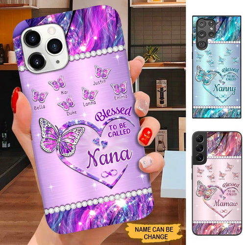 Butterfly Blessed To be called Grandma Nana Mommy Personalized Phone case SC18109 Phone case ShinyCustom Phone Case 