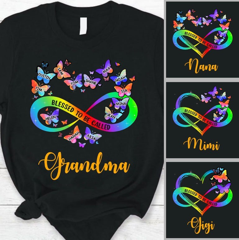 Butterfly Blessed to be called Grandma Nana Gigi Personalized Shirt SC2672 T-Shirt ShinyCustom 
