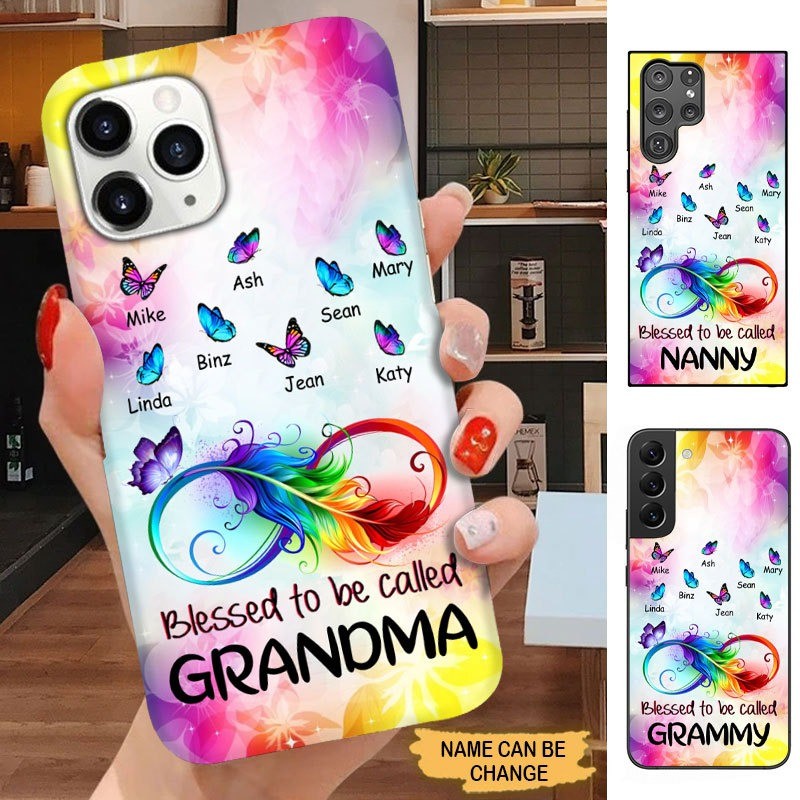 Butterfly Blessed to be called Grandma Nana Mimi Grammy Personalized Phone Case SC2588 Phone case ShinyCustom Phone Case 