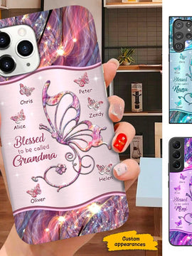 Butterfly Blessed to be called Grandma Nana Nanny Mimi Personalized Phone case SC151103