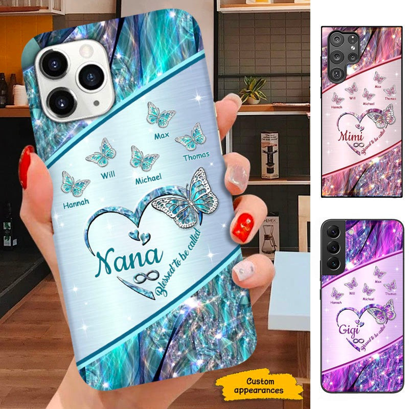 Butterfly Blessed to be called Nana Grandma Mimi Mom Personalized Phone case SC912314