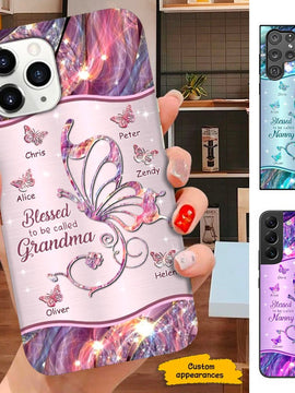 Butterfly Blessed to be called Nana Mimi Gigi Grandma Personalized Phone case SC101117