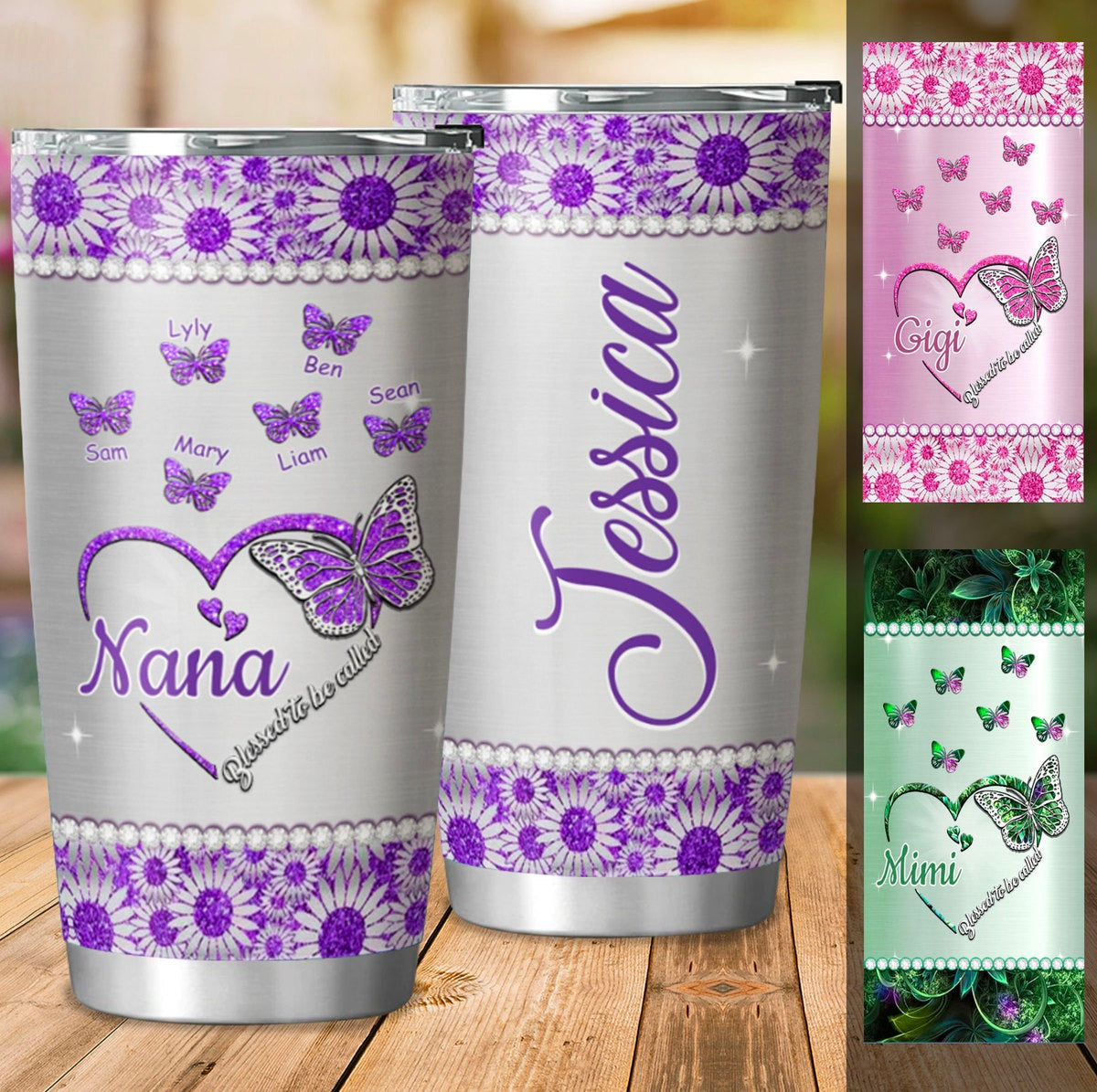 Butterfly Blessed to be called Nana Mimi Gigi Grandma Personalized Phone case SC211017 Tumbler Cup ShinyCustom - The Best Personalized Gift Store 