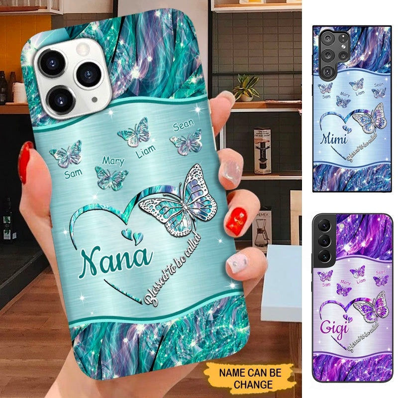 Butterfly Blessed to be called Nana Mimi Gigi Grandma Personalized Phone case SC3189 Phone case ShinyCustom Phone Case 