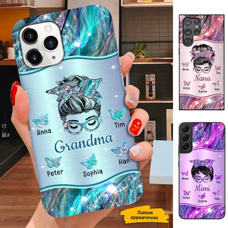 Butterfly Bun Hair Grandma Nana Mimi Mom Personalized Phone Case SC234122