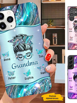 Butterfly Bun Hair Grandma Nana Mimi Mom Personalized Phone Case SC234122