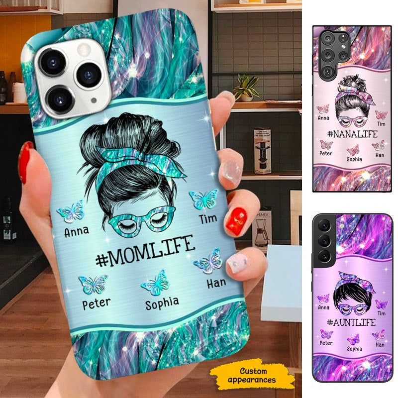 Butterfly Bun Hair Momlife Nanalife Grandma Auntie Personalized Phone case SC101119
