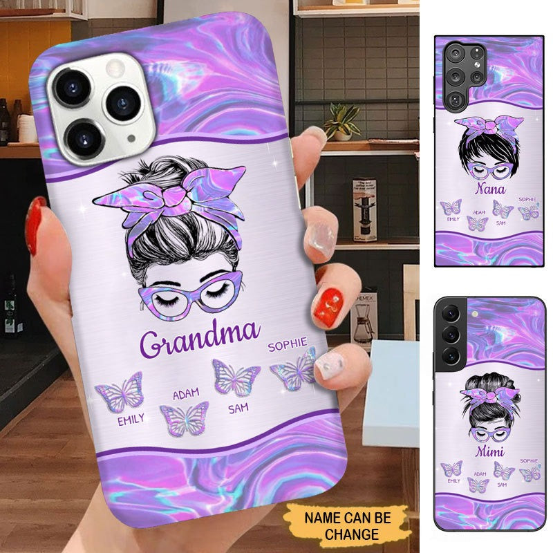 Butterfly Bun Hair Nana Mimi Gigi Grandma Personalized Phone case SC30820 Phone case ShinyCustom Phone Case 