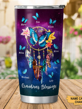 Butterfly Dreamcatcher Nana Mimi Gigi Grandma's Blessing Personalized Tumbler SC27108