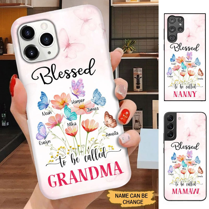 Butterfly Flower Blessed To be called Grandma Nana Mommy Personalized Phone case SC12106 Phone case ShinyCustom Phone Case 