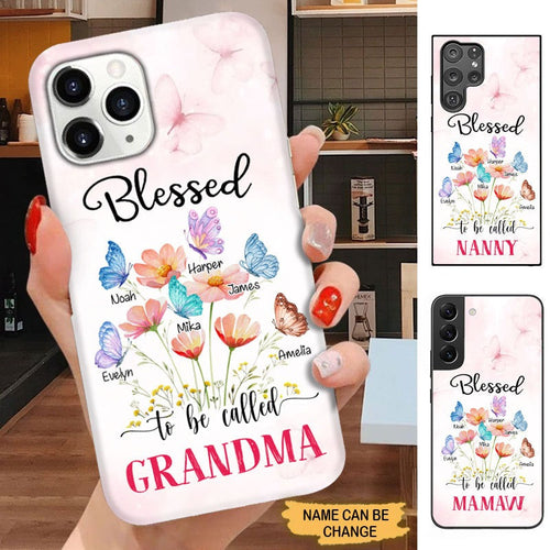 Butterfly Flower Blessed To be called Grandma Nana Mommy Personalized Phone case SC12106 Phone case ShinyCustom Phone Case 