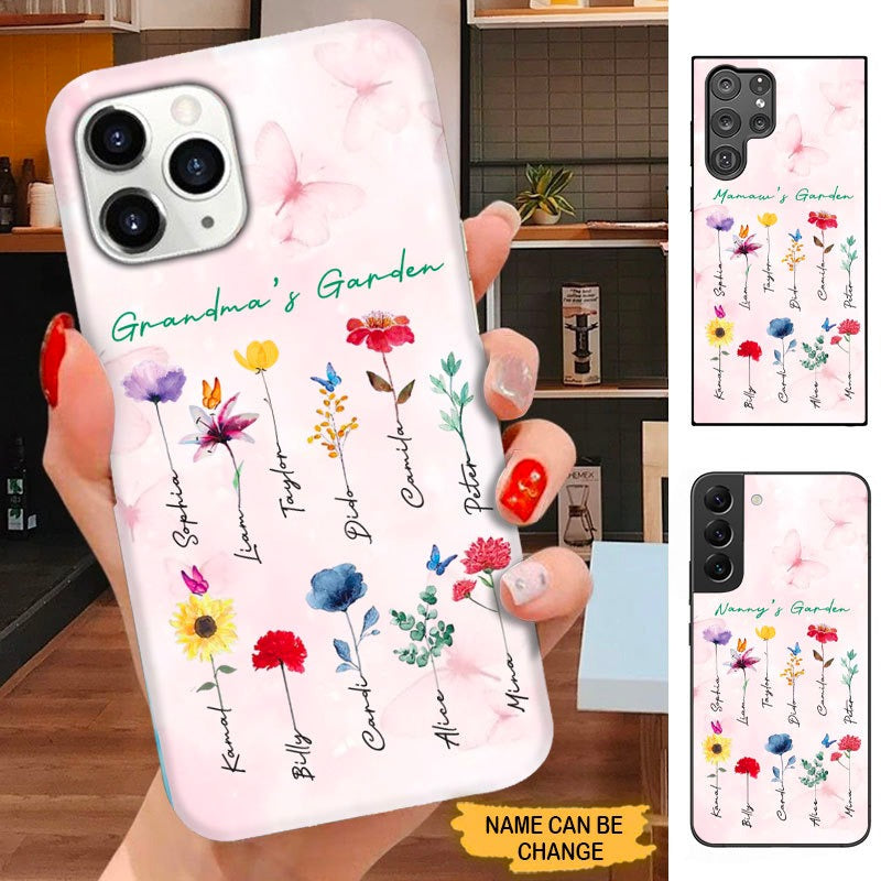 Butterfly Flower Grandma Nana Mommy Garden Personalized Phone Case SC30919 Phone case ShinyCustom Phone Case 