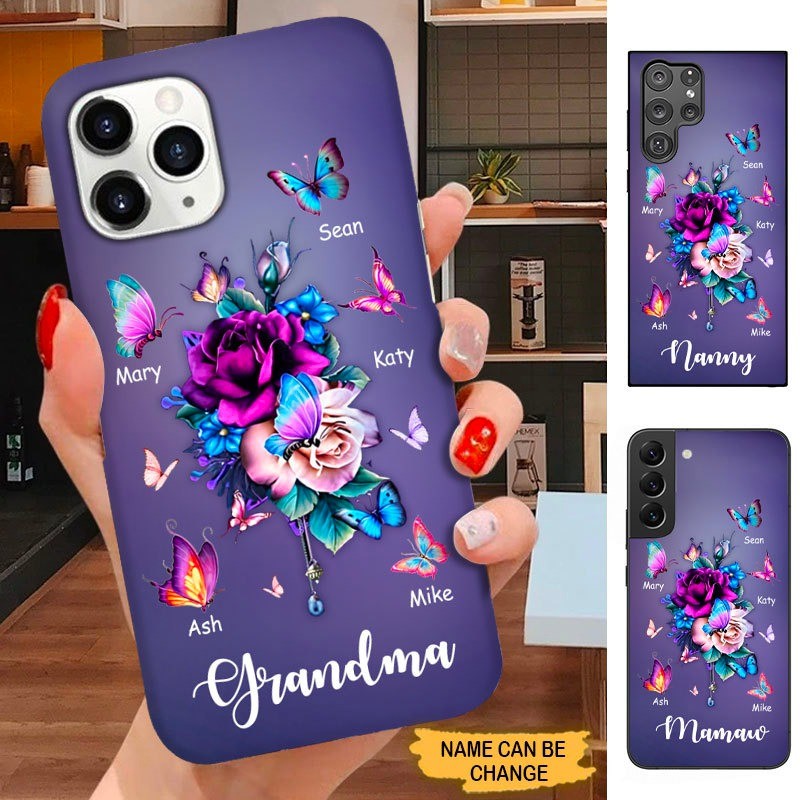 Butterfly Flower Grandma Nana Mommy Personalized Phone case SC121013 Phone case ShinyCustom Phone Case 