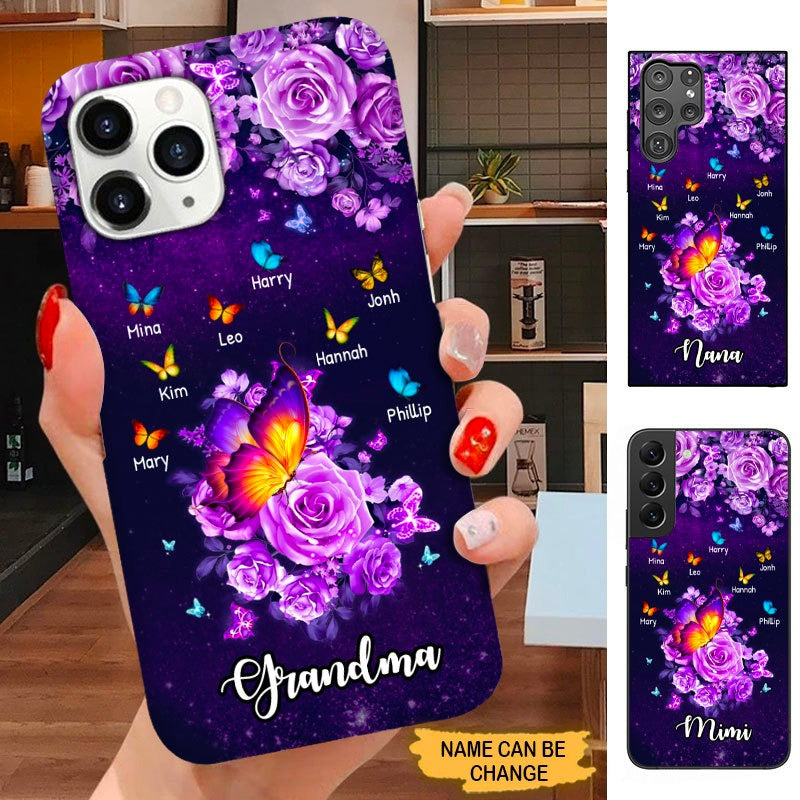 Butterfly Flower Grandma with Grankids Nana Mommy Personalized Phone case SC2498 Phone case ShinyCustom Phone Case 
