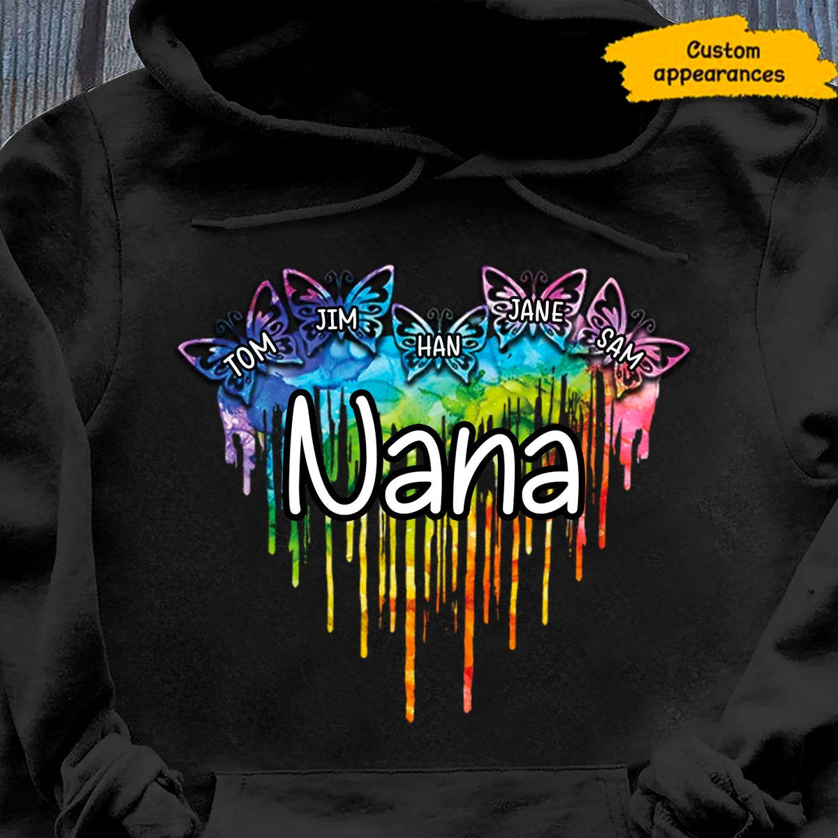 Butterfly Grandma Nana Mimi Mom Personalized Hoodie Shirt SC23415