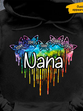 Butterfly Grandma Nana Mimi Mom Personalized Hoodie Shirt SC23415