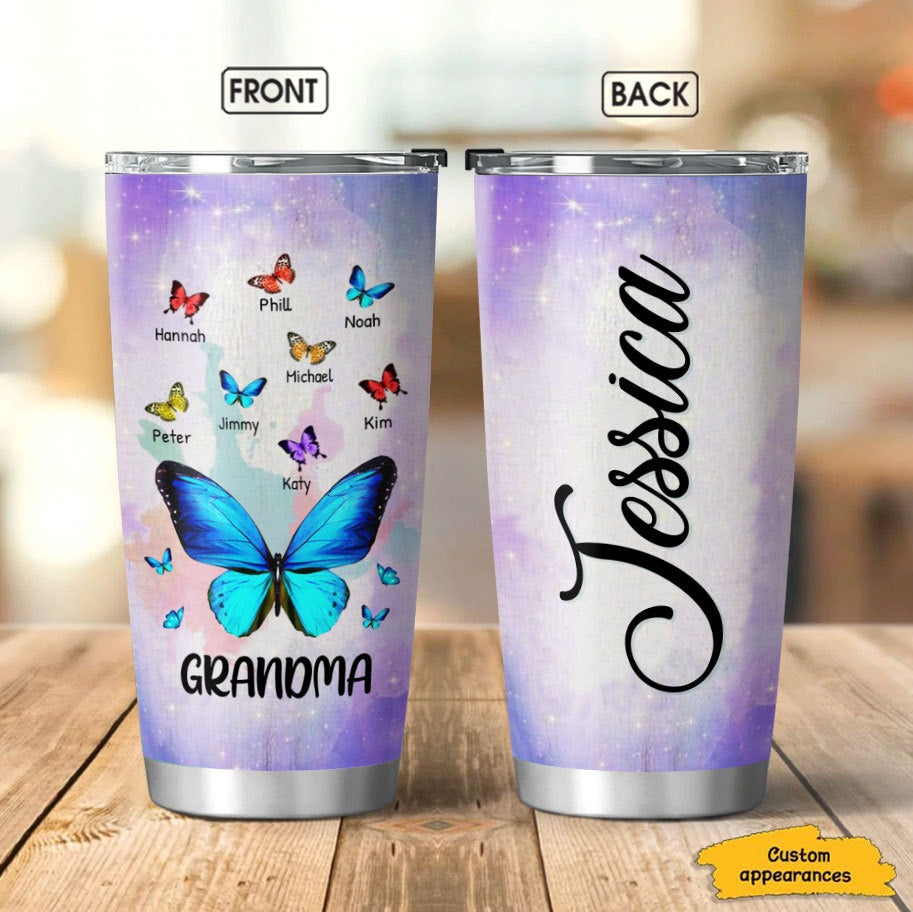 Butterfly Grandma Nana Mimi Personalized Tumbler SC151112