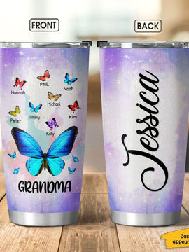 Butterfly Grandma Nana Mimi Personalized Tumbler SC151112