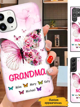 Butterfly Grandma with Grandkids Nana Mimi Gigi Mom Personalized Phone case SC2487