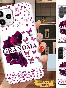 Butterfly Grandma with Grandkids Nana Mimi Gigi Personalized Phone case SC24812