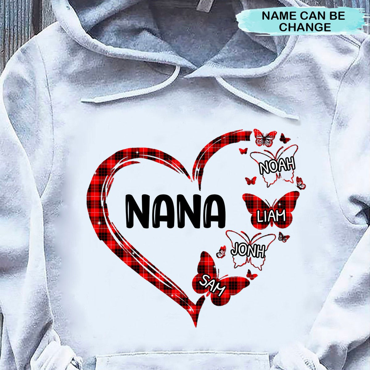 Butterfly Grandma with Grandkids Nana Mimi Mommy Personalized Hoodie Shirt SC22915 Apparel ShinyCustom 